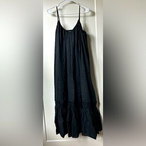 Banana Republic Charlize Linen Midi Dress, size Medium Tall, in Black